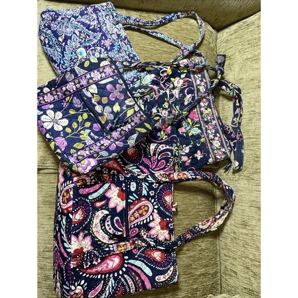 Lot Purple Tones Craft Repair Vera Bradley Bags Lot Shoulder Totes Bags - Picture 1 of 8